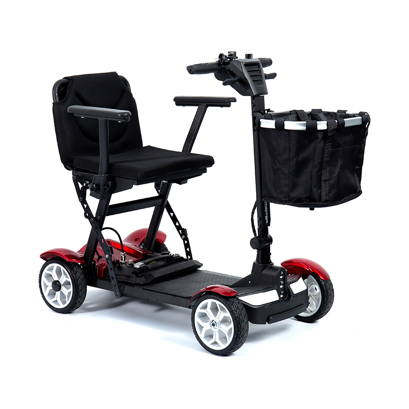 YL-211 Trotineta electrica turistica cu 4 roti pentru seniori cu far cu LED, cos